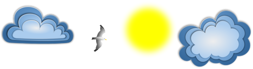 Seagull sun and clouds vector image