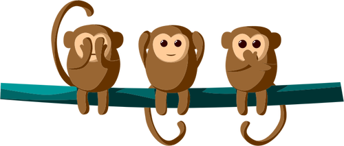 Kolme piirrettyä apinaa