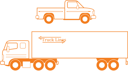 Illustration vectorielle de semi et camionnettes