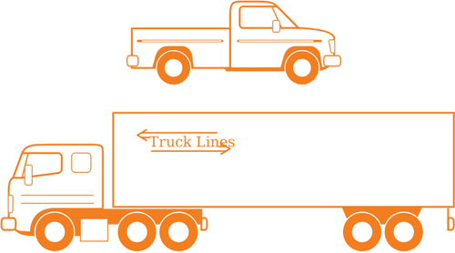 Semi and pickup trucks vector illustration