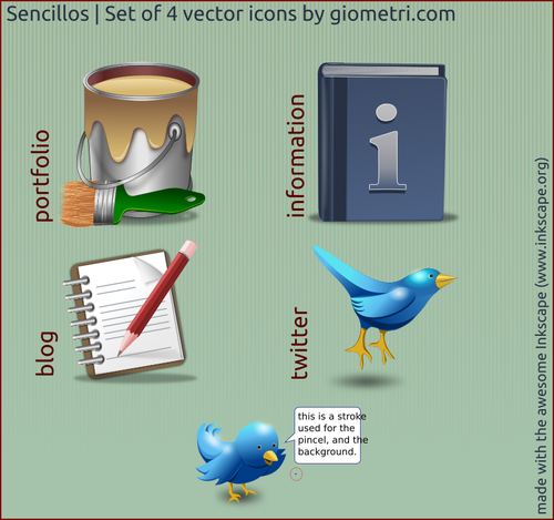 Vier Vektor-icons