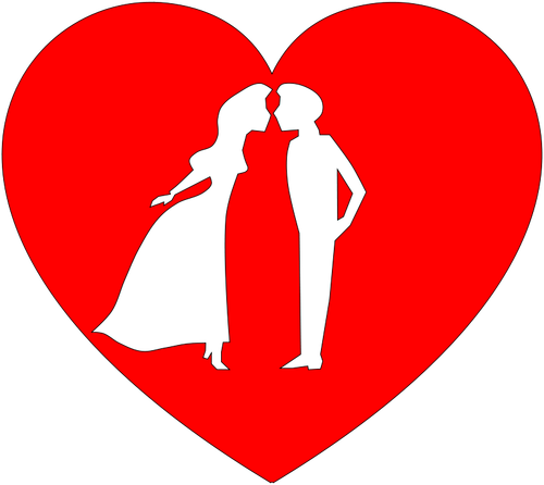 Dibujo de pareja de corazón vectorial