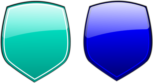 Zelené a modré štíty vektorový obrázek