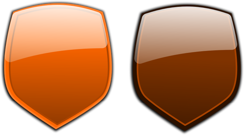 Naranjas y marrón escudos vectoriales Prediseñadas