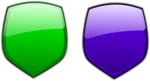 緑と青の光沢のある盾ベクトル画像