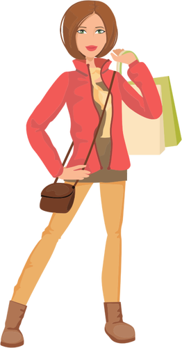 Shopping girl cartoon image