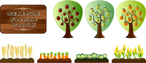 Vector image of simple farm crops pack