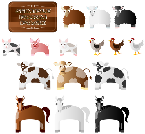 Simple Farm Animals Vector