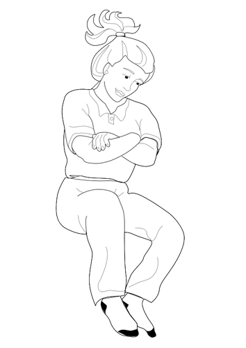 Dessin vectoriel de femme assise