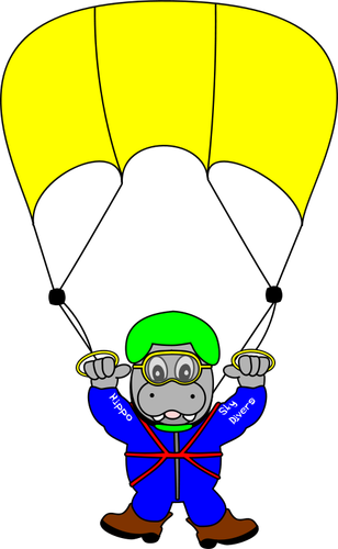 Бегемот парашютист векторное изображение