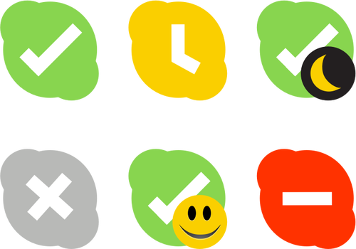 Vector drawing of flat Skype status icons