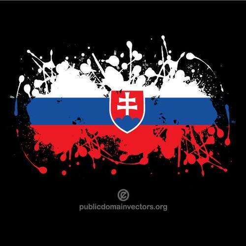 在黑色背景上的彩绘的斯洛伐克国旗