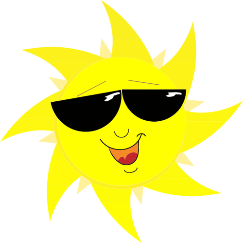 Smiling sun with sunglasses vector drawing