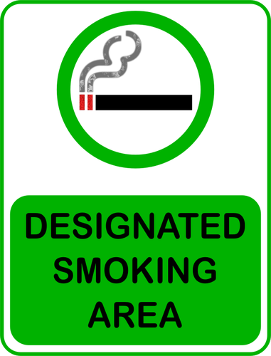 धूम्रपान क्षेत्र पर हस्ताक्षर हरे रंग के सदिश ग्राफिक्स नामित