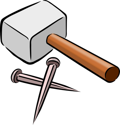 Hammer and nails vector drawing