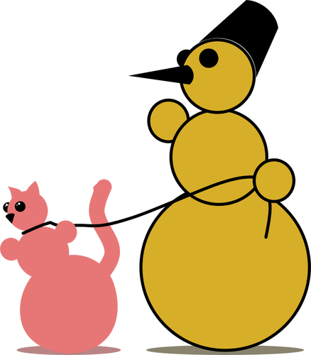 Snowman with a cat