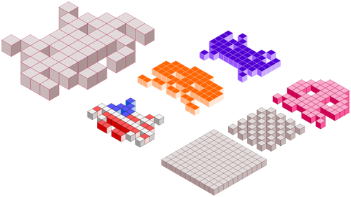 Space Invaders 3D blokları vektör görüntü