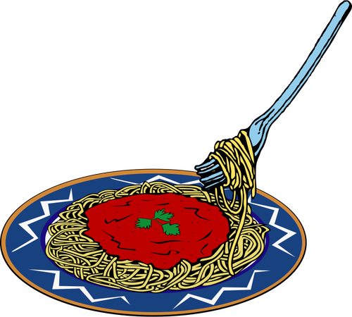 Vektorgrafikk utklipp av spaghetti og saus servering