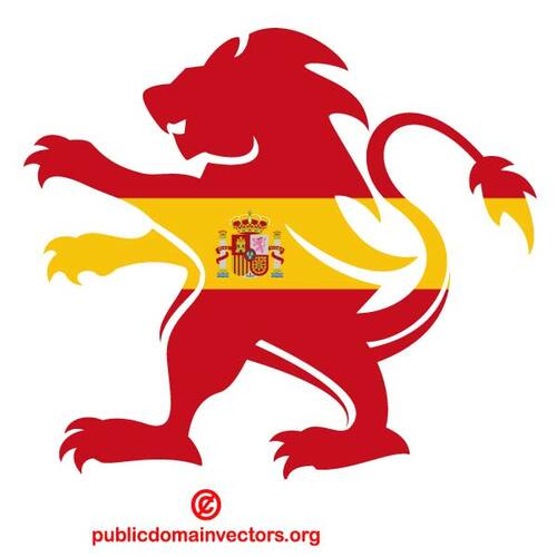 स्पेनिश झंडा शेर सिल्हूट के अंदर