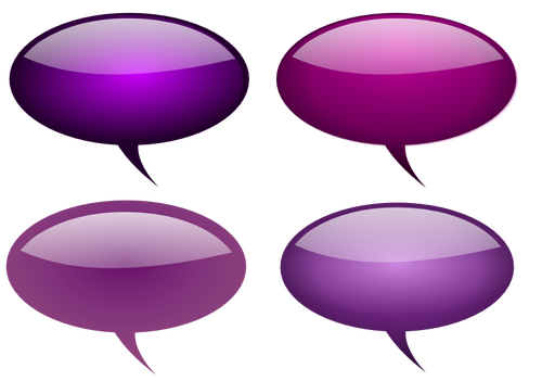 Selection of purple callout bubbles vector clip art