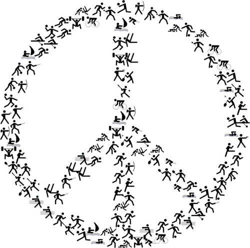 Signe de la paix faite de différents sports