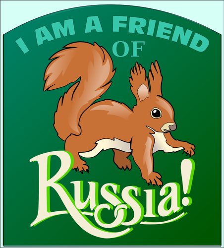 Vector de dibujo de ardilla roja en cartel de Rusia