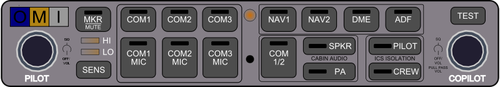 Zeitgenössische Luftfahrt audio Panel Vektor-ClipArt