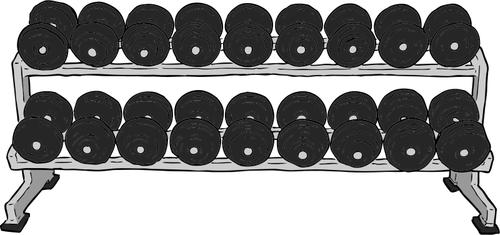 Dumbell rack color vector drawing