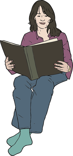 Vector image of woman reading