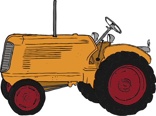 Vector image of vintage tractor in color