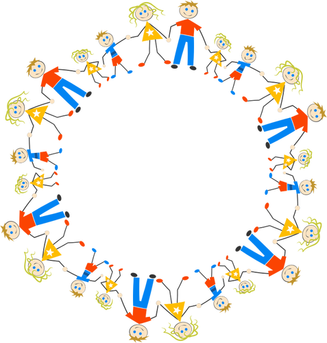 Family cartoon circle