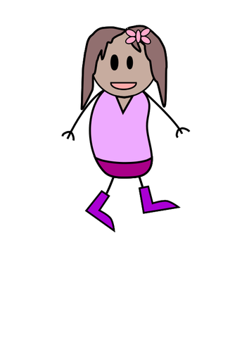 Vector drawing of girl stick figure in purple clothes