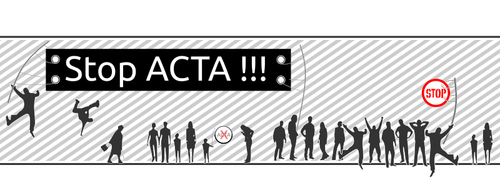 שלט מחאה ACTA להפסיק