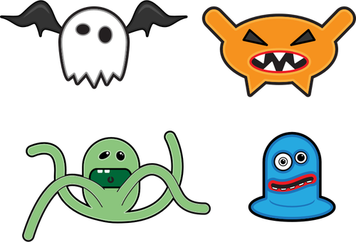 Cartoon monsters selection vector drawing