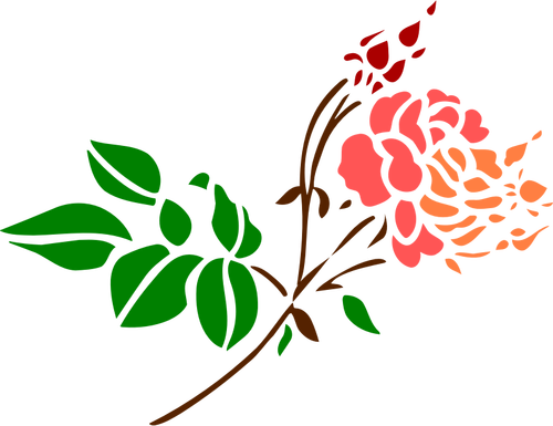 Stiliserad ros i färger