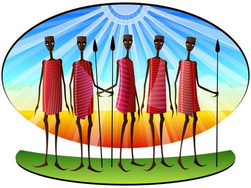 Masai stilize vektör görüntü insanlar
