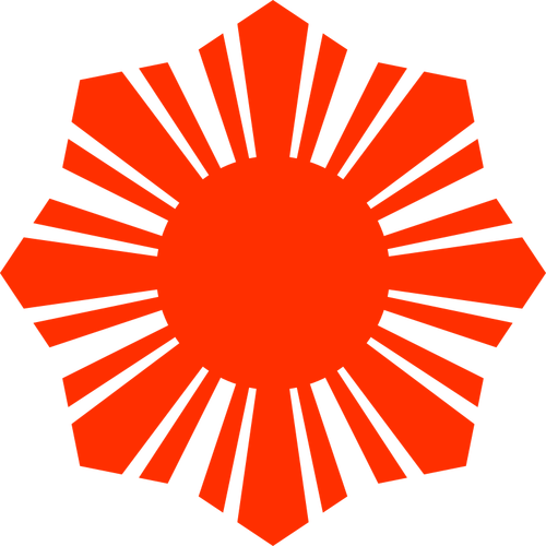 דגל הפיליפינים שמש הציור וקטורית צללית אדומה סמל