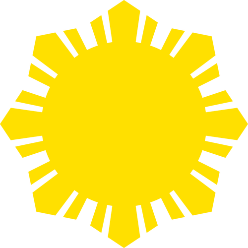 菲律宾国旗太阳象征黄色轮廓矢量剪贴画