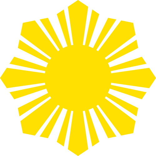 Phillippine flag yellow sun symbol silhouette vector image