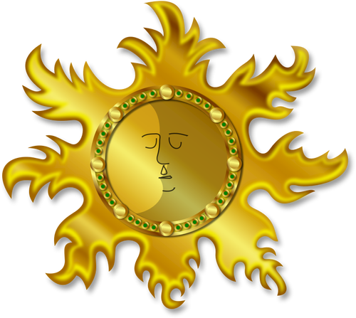 Goldene Sonne und Mond-Vektor-ClipArt