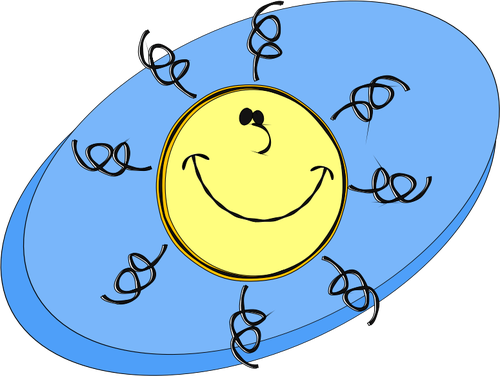 Grafika wektorowa z uśmiechający się słońce z cienkich włosów