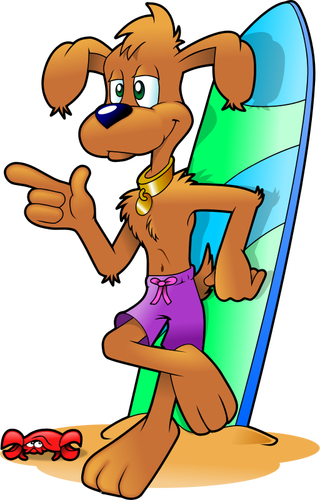 Surfer dog vector drawing