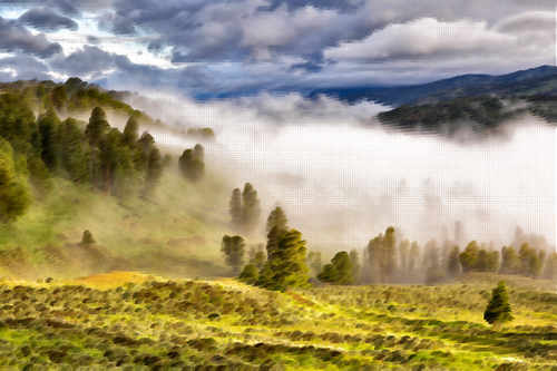 Misty valley vektorillustration