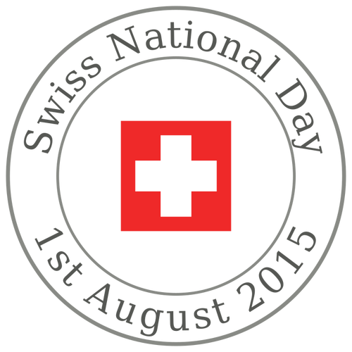 Kuva Sveitsin kansallispäivän pyöreästä kyltistä