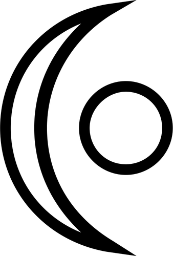Ilustrace symbolu s půlměsícem tvaru a kruh