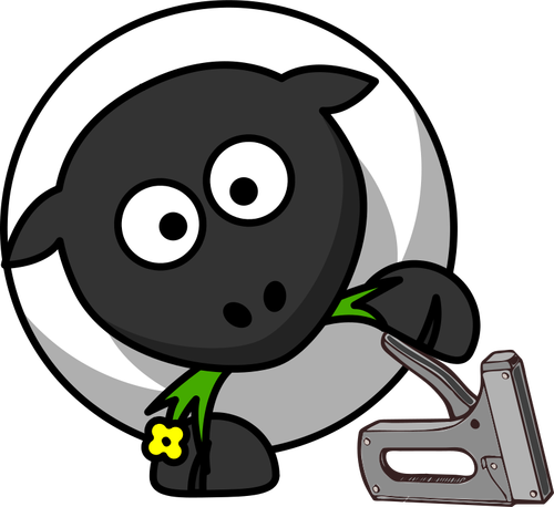 Sheep with a stapler vector drawing