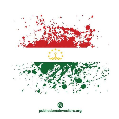 Hujan rintik-rintik tinta dengan bendera Tajikistan