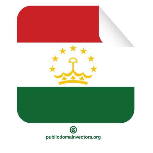 Bandera de Tayikistán en etiqueta cuadrada