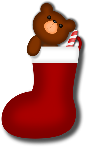 Vectorafbeeldingen van teddybeer in de Christmas stocking