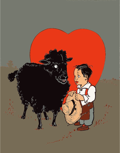 Black sheep and kid